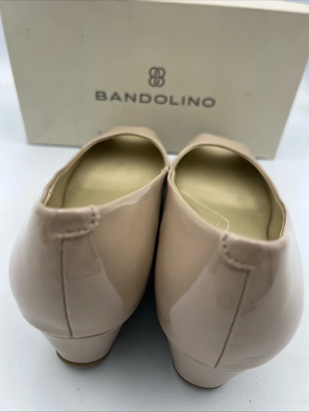 Bandolino Candra 3 Wedge Vegan Heel Peep Toe Women Shoes Size 8M, Taupe NEW